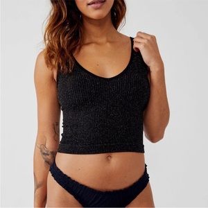 NWT Free People black lurex solid rib brami top